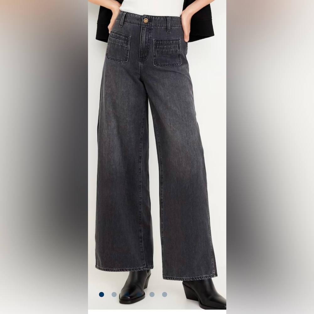Old Navy High Waisted Baggy Wide Leg Jeans, Size 8P